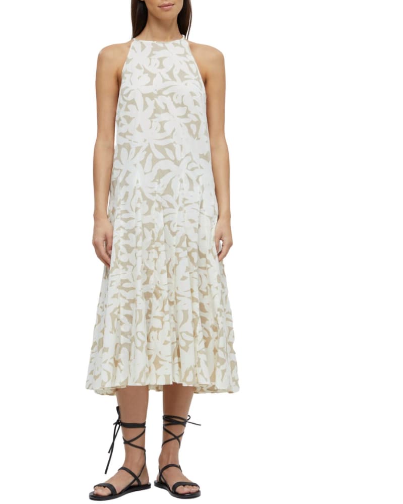 Front of a model wearing a size L Godet Dress in Grain Begie in Grain Begie by CLOSED. | dia_product_style_image_id:363077